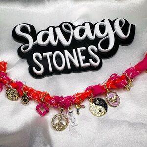 Savage Stones Pink and Gold Charm Bracelet